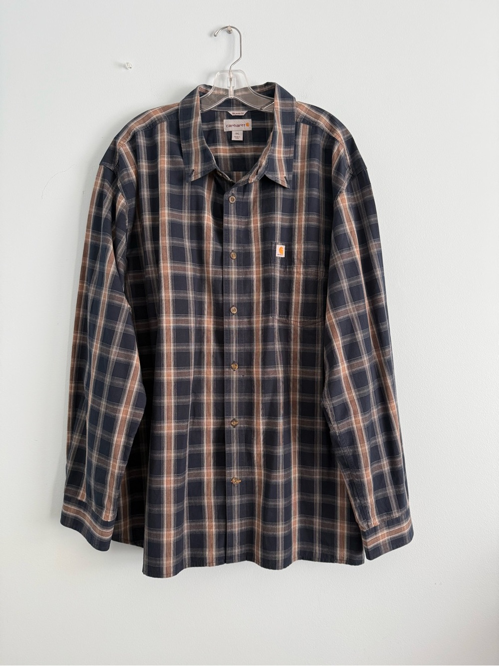 CARHARTT‎ Men’s Plus Long Sleeve Plaid Cotton Shirt Size 3XL